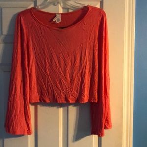 Salmon Rayon/Spandex Crop Top